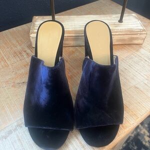 Beautiful Velvet Midnight Blue Mules